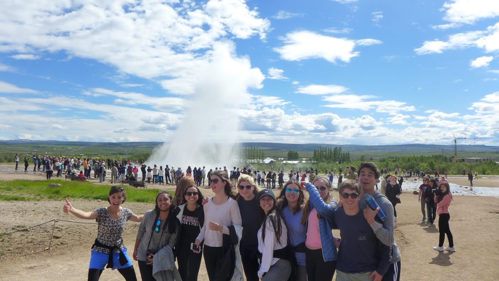 We did our best to time the spouting of the geyser.