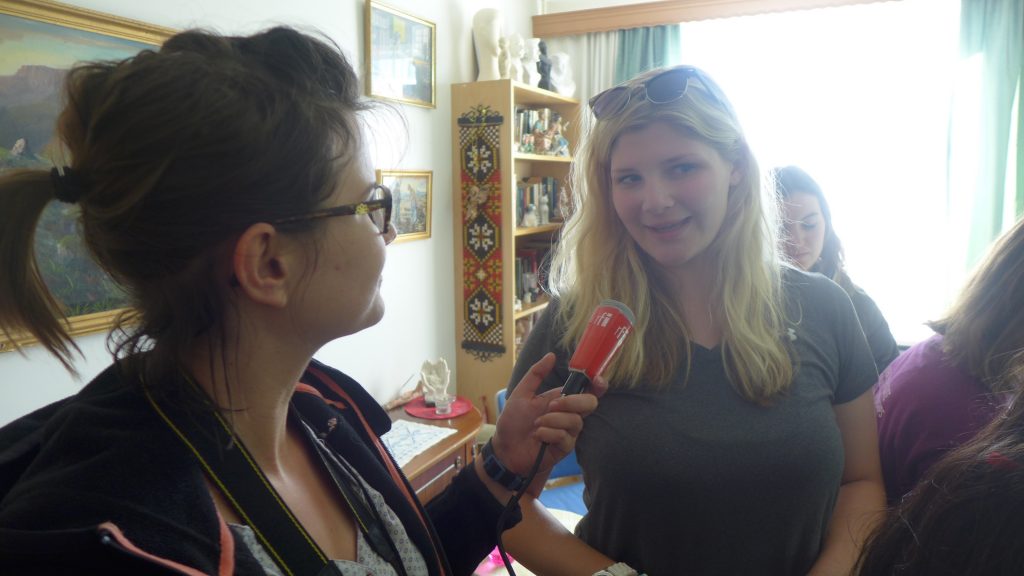 A French reporter was on scene to interview a few of us during our visit to the Elf School.